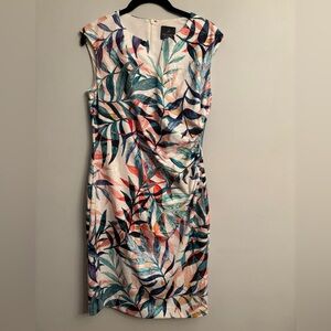 Adrianna Papell Multicolor Leaf Print Dress - size 10